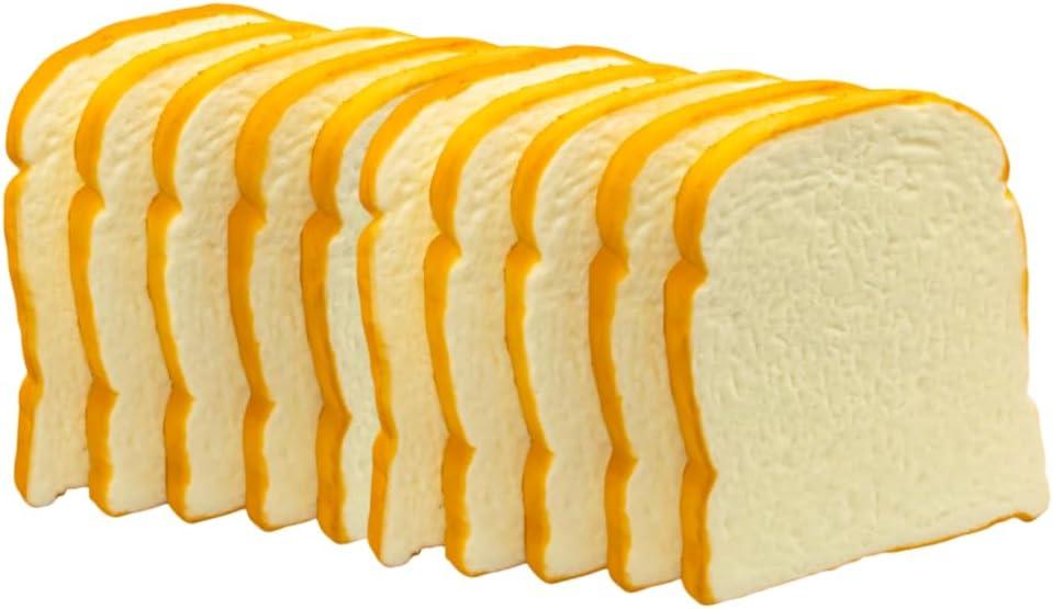Generic [10-Pack] Fake ToastSimulation Artificial Bread and Artificial Bread - Faux Food Replica for Kitchen and Bakery Shop Props Display, HC2425-T10