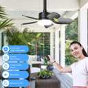 Small Ceiling Fan with Light & Remote, 20" 30W 2000 Lumens 3 Colors 3000K-6500K 6-Speed Outdoor Fans for Patios,Gazebos and Canopy, Portable Plug in Ceiling Fan Light for Garages, Camping, RV, Tents.