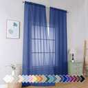 Simplebrand Royal Blue Sheer Curtains 96 Inches Long 2 Panels, Light Filtering Rod Pocket Solid Color Window Sheer Curtain Panels, Elegant Curtains & Drapes for Living Room, Bedroom, 42" W x 96" L