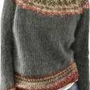 RoseSeek Women's Graphic Pullover Sweaters Crew Neck Long Sleeve Knitted Jumpers (Gray)