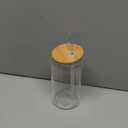 Bamboo Lid Glass Cup Straw High-temperature Resistant Drinkware for Juice Milk Tea and Smoothies Stylish Beverage Tumbler for Home and Parties (Transparent)