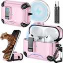 Inesore Compatible with AirPods Pro 2nd/1st Generation Case Cover with Phone Stand & Cleaning Kit,Compatible with Magsafe,Magnetic Automatic Lock for iPod Pro Charging Case(USB-C/Lightning Cable)