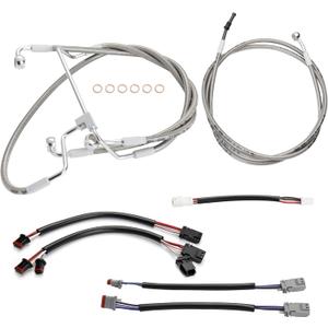 2017-2020 Touring Extended 14" Handlebar Cables Set NO ABS Clutch Cable & Brake Line Extension for 2017-2020 Harley Road King/Electra Glide/Street Glide/Road Glide NO ABS, Chrome