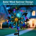 Solar Wind Spinner Outdoor with Color-Changing Lights, Garden Wind Spinners with Stake Metal Yard Decor, Large Outdoor Whirligigs Wind Spinners for Patio Pathway Lawn(Blue & Purple)