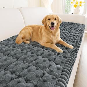 Smiry Couch Covers for Dogs Washable, Non Slip Fuzzy Pet Couch Covers for Sofa, Soft Thick Sofa Slipcovers Furniture Protector Pet Friendly (Dark Grey, 27.6" x 59")