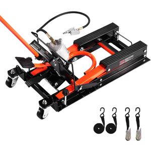 VEVOR Motorcycle Lift, 1500lbs Weight Capacity, Hydraulic & Pneumatic Motorcycle Jack, 4.1-15 in Height Range, Heavy Duty Bike Repair Stand with Removable Ramp with 2 Casters for ATVs, Dirt Bike