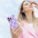 KANGHAR Compatible with iPhone 13 Pro Max Case, Silicone Checkered Cute Pattern, Camera Protection Soft Slim Phone Case for Phone Case -Purple