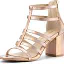 Allegra K Women's Cage Strappy Gladiators Chunky Heels Sandals (8.5, Gradient Rose Gold)