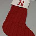 MFT St. Nicholas Square 21-inch Monogram Embroidered Initial Cable Knit Red Christmas Holiday Stocking Letter R