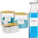 3+1 Pack Laundry Pods Containers & Dryer Sheet Holder & Laundry Detergent Dispenser, Laundry Room Organization and Storage Jars with Lids, Labels and Scoops for Scent Booster Powder Pods, Black Lid