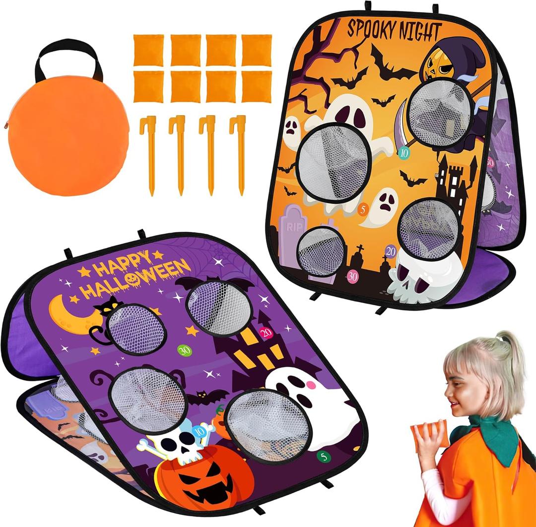 Halloween Games for Kids Party, Ghost Pumpkin Bean Bag Toss Games Halloween Party Games Favors Carnival Games for Adults Kids School Classroom Fall Festival Games Outdoor Indoor Trunk or Treat Gifts