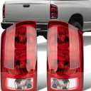 Tail Lights Fit Dodge Ram 1500 2500 3500 2002 2003 2004 2005 2006 Rear Brake Back Up Cover Taillights Lens Assembly Left Driver Right Paeenger Side CH2801165 CH2800165(Lamp Included)