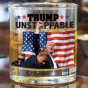 Unstoppable President Whiskey Bourbon Glass by Patriots Cave - 10.5 oz. Made in USA, Dishwasher Safe! Survived Shot Assassination Attempt, Patriotic Gift, 11 Ounces