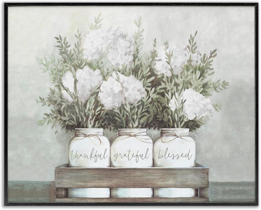 Stupell Industries 'Pristine Hydrangea Bouquet Sentiments', Framed Giclee Art, Black, 20 x 16 Inches, Easy to Hang and Sturdy, Made in USA, by Dogwood Portfolio