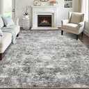 LOVORAL Area Rugs for Living Room: 9x12 Washable Neutral Abstract Rug for Bedroom Large Soft Modern Dining Room Rugs Indoor Floor Low Pile Carpet for Home Office Nursery - Grey
