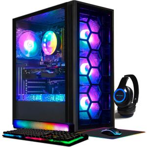 STGAubron Gaming Desktop PC, GeForce RTX 2060 Super 8G, Intel Core i7 up to 3.9G, 32G Ram, 1TB SSD, WiFi, BT 5.0, RGB BT Sound Bar & Headset Mic, Windows 10 Home