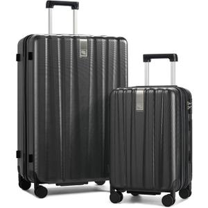 Hanke Expandable Hardshell Luggage Sets 2 Piece Extra Large Suitcases with Lock,28 Inch Luggage with Spinner Wheels, Travel Suitcase for Women Men 20 29Inch,Jet Black