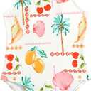 Floerns Toddler Girl's Fruit Plant Print One Piece Swimsuit Spaghetti Strap Bathing Suit (Beige Multi, 6Y)