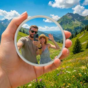 Handheld Selfie Convex Mirror - No Need Selfie Stick, Travel Must Have Photography Viewfinder, Gift for Photographer, Portable & Shatter-Resistant, Suitable for Solo/Multi-Person Selfie(3.74in)