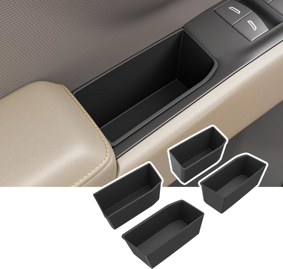 4PCS Door Side Storage Box Compatible with 2022-2026 Chevy Silverado GMC Sierra Door Handle Phone Pocket Tray Insert Organizer Crew Cab Replacement for 2022-2026 Chevy Silverado Accessories