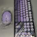 Wireless Keyboard and Mouse Combo, 2.4GHz Retro Full-Size Typewriter Keyboard with Number Pad and Wireless Mouse for PC/Laptop/Desktop/Windows (Black Purple Colorful)