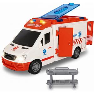 ArtCreativity Ambulance Toy Truck for Kids, Lights & Siren, Friction-Powered 1/16 Scale Rescue Toy Ambulance, Emergency Vehicle Ambulance Toys for Kids 3-8 with Removable Stretcher, Doors Open