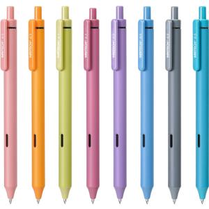 WRITECH Fine Point Gel Pens: 8ct 0.5mm Multi Colored Ink Colors Retractable Pen for Smooth Writing Note Taking Journaling Assorted Coloring No Bleed & Smear & Smudge (Vintage Set)