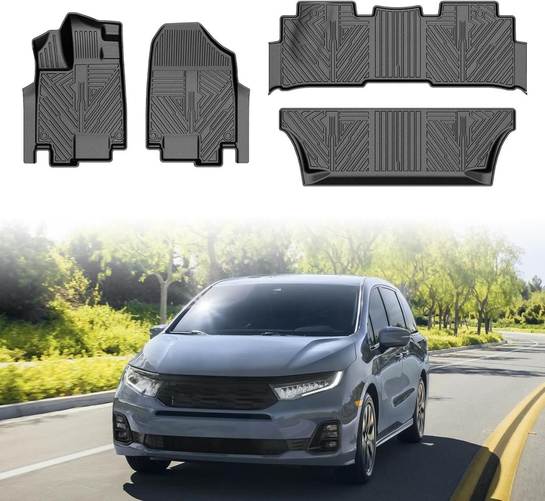 Mixsuper Floor Mats for 2018-2025 Honda Odyssey, Only for 7 Passenger, All Weather Floor Liners for Odyssey Accessories Durable 3 Row Set Black