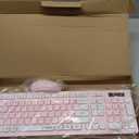 Wireless Keyboard and Mouse Combo, Reccazr 2.4G FullSized Keyboard and Mouse Cordless, 3 DPI Adjustable Mouse, DualSystem Keyboard for Computer/Laptop/Windows/Mac (Pink & White)