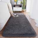 Chicrug Soft Runner Rugs for Bedroom Living Room Plush Fluffy Rugs 2x6 Feet, Shag Furry Area Rug Carpet Non Shedding for Nursery Children Kids Girls Room Home Decorative,Coal Grey