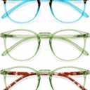 IBOANN Blue Light Blocking Glasses for Women - 3 Pack | Blue Light & UV Protection, Round Frames, Screen-Ready Style, Chic & Comfy