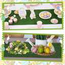 12" x 48" Easter Grass Table Runner with 5.7 Ft Easter Floral Egg Garland, Artificial Grass Table Runner Decorations for Spring Farmhouse Home Party Table Decor