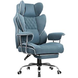 COMHOMA Big and Tall Office Chair, High Back Leather Gaming Chair with Footrest, Executive Ergonomic Office Chair with Pocket Spring Lumbar Support and with Outward Fixed Soft Armrests