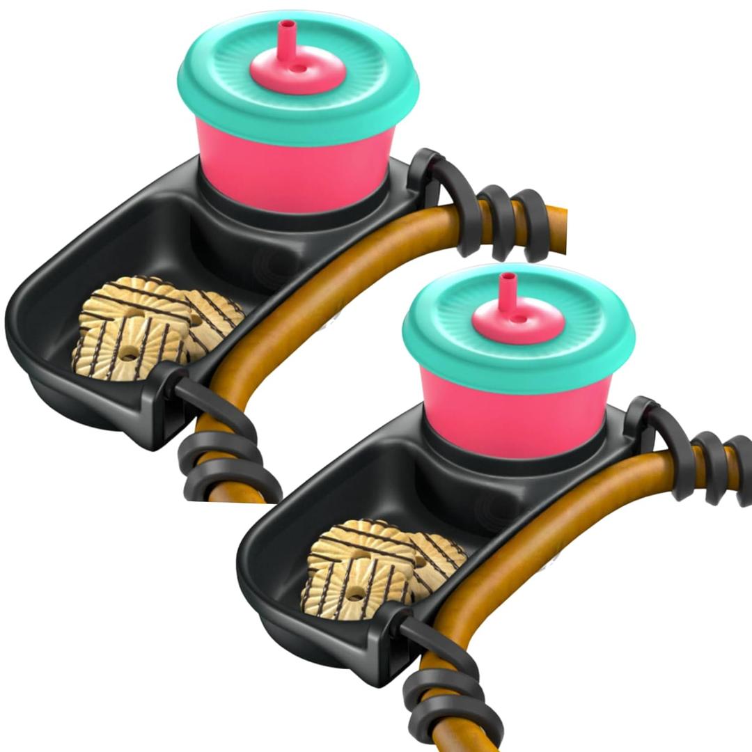 Swanoo Universal Stroller Snack Tray | Pack of 2 | Compatible with Nuna | Stroller Cup Holder | Bumper Bar | Stroller Tray Attachment with Cups Holder for Baby Toddler | Stroller Accessories