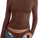 EasyGala Womens Double Lined Long Sleeve Shirts Boat Neck Going Out Tops Trendy Slim Fitted Tees Basic Fall Outfits 2025 L