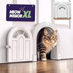 Purrfect Portal Meow Manor® XL Interior Cat Door, No-Flap Pet Door for Interior Doors, Easy DIY Installation, Cat Door for Cats up to 30 lbs, Off-White