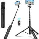 bluehorn Extendable 62 inches Aluminum Alloy Selfie Stick Phone Tripod Stand New Model with Wireless Remote Shutter Compatible with All Cell Phones/Live Stream/Vlog/iPhone 16/15/14/13/Android