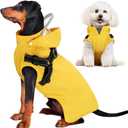 SlowTon Dog Raincoat Waterproof - Dog Rain Jacket with Harness and Hood Lightweight, Reflective Dogs Rain Coat for Large Medium Small Dogs Girl Boy Puppy Poncho Pet Clothes (Yellow, 3XL)