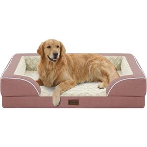 Orthopedic Dog Beds for Extra Large Sized Dogs, Waterproof Memory Foam XL Pet Bed with Sides 42x30Inch, Non-Slip and Egg-Crate Foam Big Dog Couch Bed with Removable Washable Cover, Pink