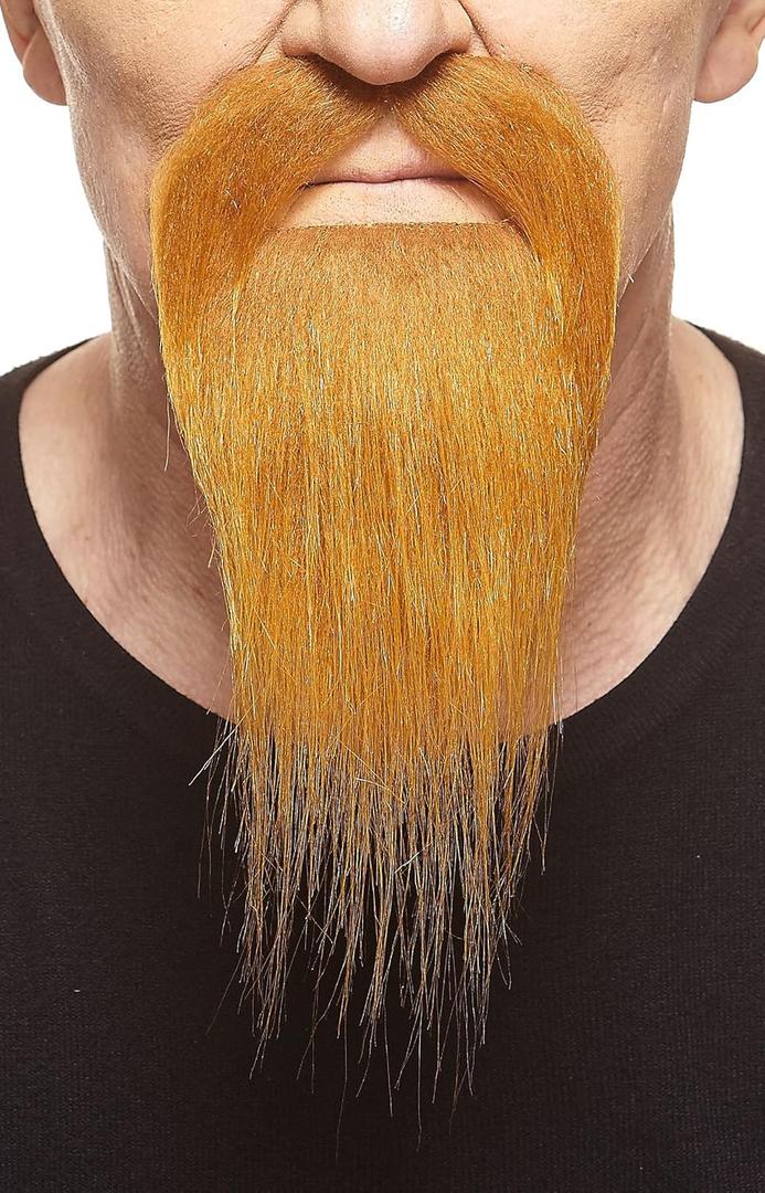 Mustaches Self Adhesive, Novelty, Ducktail Fake Beard, False Facial Hair, Costume Accessory for Adults, Ginger Color