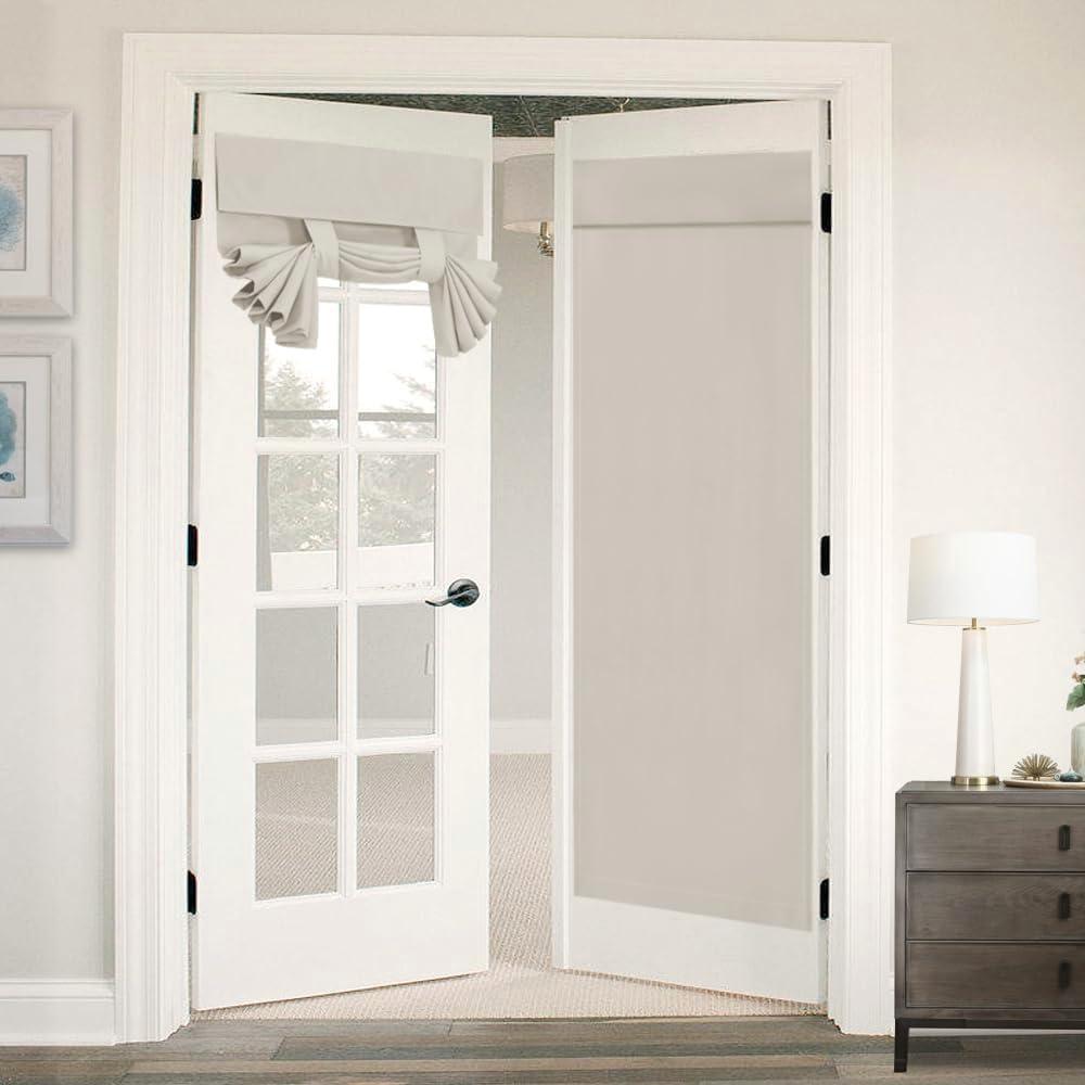 Tricia Window Door Curtain Blackout French Door Curtain Panel Thermal Insulated Room Darkening Curtain Panel with Rod Pocket, Energy Efficient Privacy Assured, 1 Panel, 26" x 68", Cream