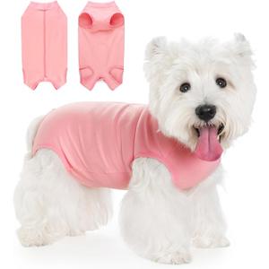 Coppthinktu Dog Surgery Suit Recovery Suit for Dogs After Surgery Female, Dog Onesie Suitical Neuter Puppy Spay Shirts, Post-Op Bodysuit Pajamas Anti Licking Abdominal Wounds Cone Alternative (Small, Pink)
