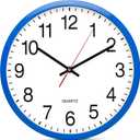 Bernhard Products Blue Wall Clock, Silent Non Ticking - 16 Inch Extra Large Quality Quartz Battery Operated Round Easy to Read Home/Office/Business/Kitchen/Classroom/School Clocks