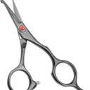 LILYS PET 5.0" Right-Handed Round-Tip Pet Grooming Scissors, Stainless Steel Small Ball Tip for Nose, Ear, Face, Paw Hair for Dogs and Cats (Black)