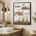 Framed Farmhouse Bathroom Wall Art Rustic Cotton Flower Bathroom Pictures Wall Decor Vintage Relax Soak Unwind Sign Painting Country Flower Bath Canvas Prints For Washroom Home Painting 24x16 Inch