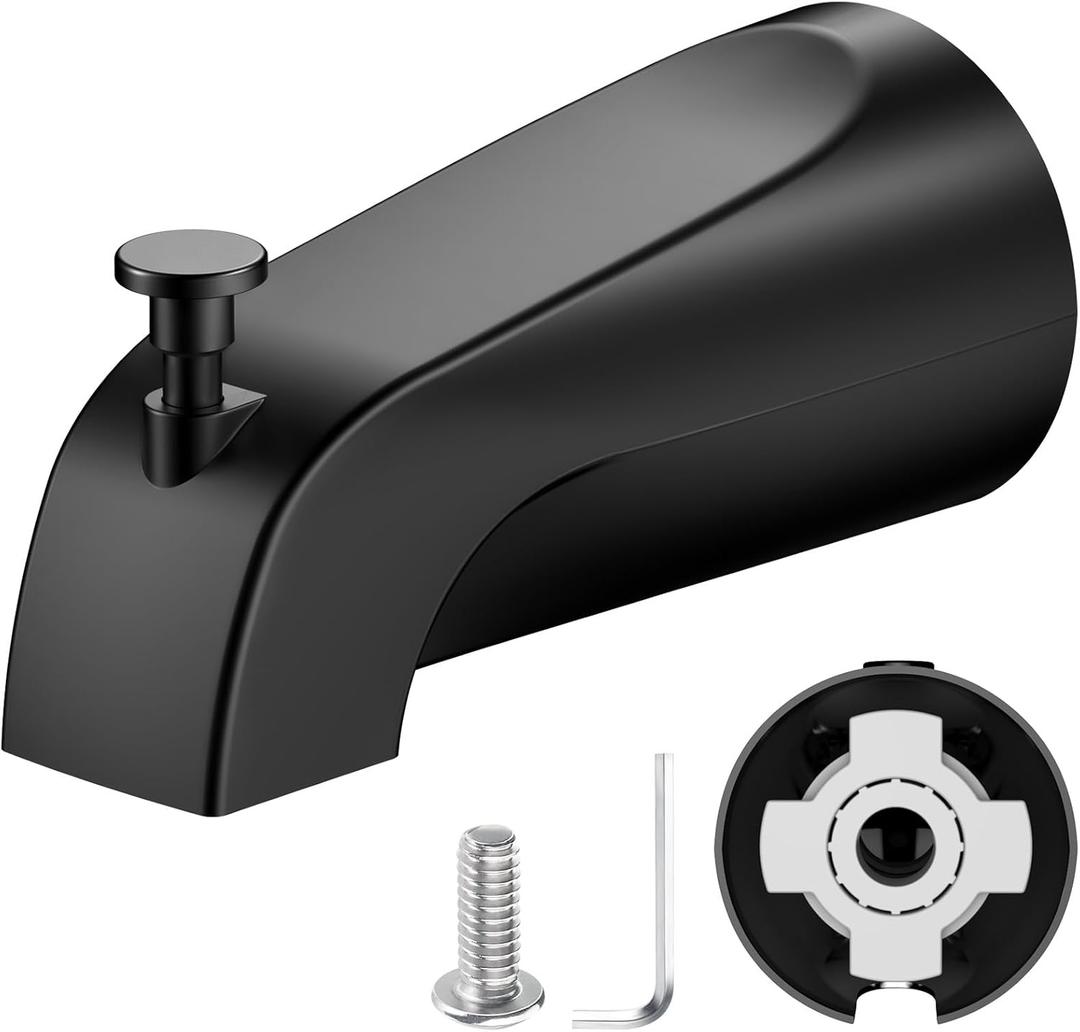 Tub Spout with Pull Down Diverter  Slip-Fit Bathtub Faucet Spout Replacement, 1/2 Copper Pipe Connection, Easy Installation, Universal for Bathroom Shower (Matte Black)