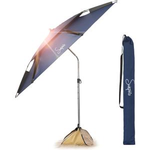 Sunphio Beach Umbrella 7.2 ft with Sand Anchor, Heavy Duty, High Wind Resistant, Portable and Large Windproof Beach Umbrellas with Sand Bags for Travel, Best Sun Protection UV