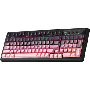 AULA Keyboard, Wireless PC Gaming Keyboards Bluetooth Ergonomic Computer Creamy Keyboard Cute Full Size Backlit Tri-Mode BT/2.4GHz/USB-C - Black & Pink Gradient