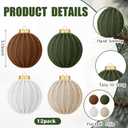 12 Pcs Neutral Crochet Christmas Ball Ornaments 3.15 Inch Rustic Knitted Xmas Tree Ornaments White Cream Brown Green Large Xmas Baubles Boho Modern Christmas Decor for Tree Farmhouse Decor