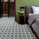 Alow Peel and Stick Floor Tile Green and Black, Self-Adhesive Vinyl Flooring 20Pcs, Waterproof, Reusable, Peel and Stick Flooring for Bathroom, Bedroom, Living Room, Kitchen and Office(11.8x11.8 in) (Flower)